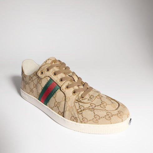 Men's Stretch low-top sneaker - sand and brown GG canvas