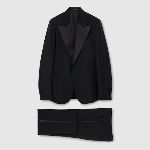 Light wool mohair canvas suit - black