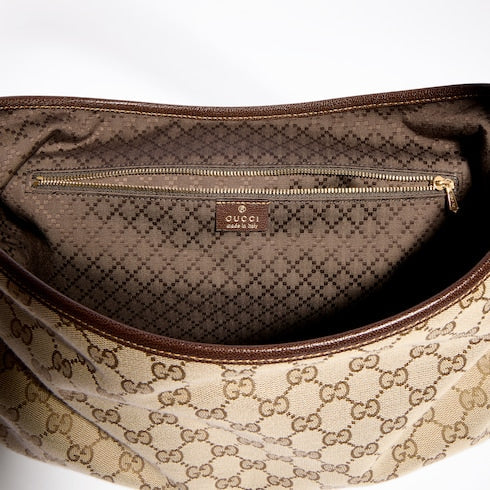 Jackie Flap large crossbody bag - sand and brown GG canvas