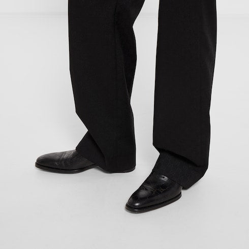Men's lace-up shoe with lasered GG - black lasered GG leather