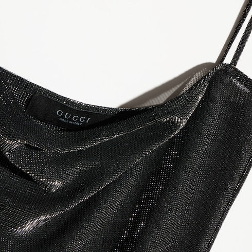 Jersey top with iridescent effect - black