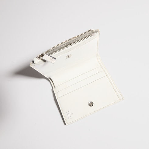 Small perforated GG wallet - white GG leather