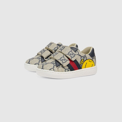 Toddler Gucci Ace sneakers - beige and blue GG Supreme