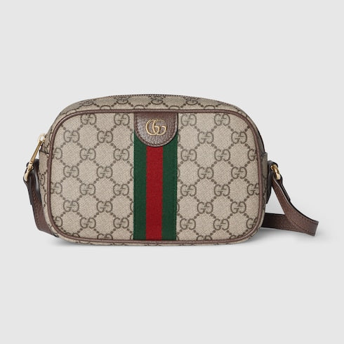 Ophidia small camera bag - beige and brown GG fabric
