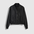 Reversible light silk faille zip jacket - black