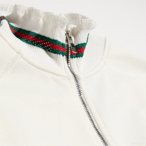 Children's jersey zip jacket with Web - white