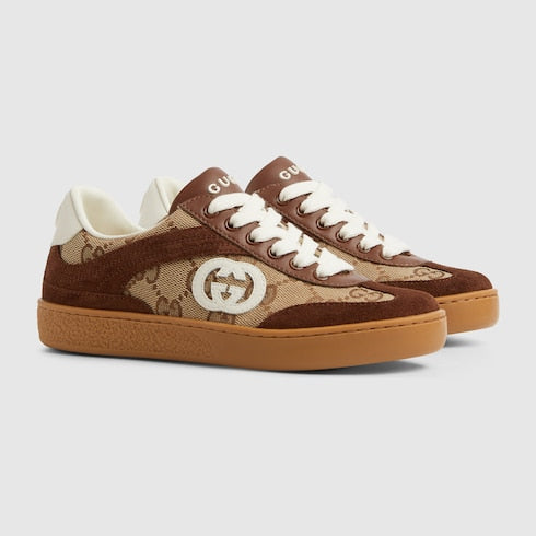 Children's G74 sneaker - beige and dark brown canvas