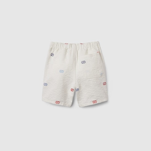 Baby GG cotton shorts - white and multicolor