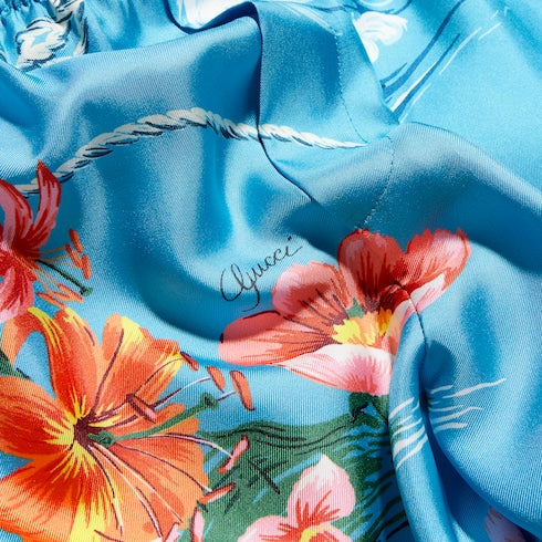 Printed silk twill shorts - multicolor