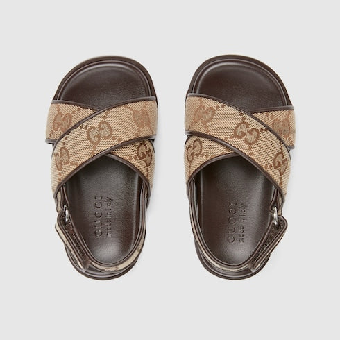 Toddler GG sandal - beige and dark brown canvas