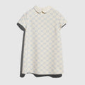 Children's embroidered jersey dress - ivory and light blue