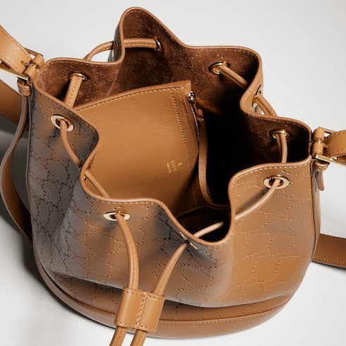 Gucci Venice small bucket bag - dark beige GG leather