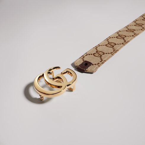 Reversible GG Marmont belt - sand GG canvas