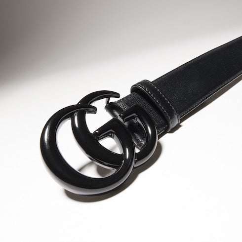 GG Marmont wide belt - black leather