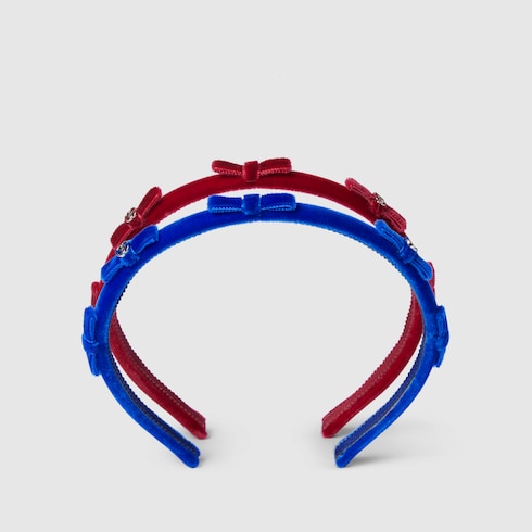 Children's velvet hairbands - red and blue