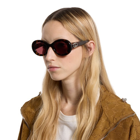Oval frame sunglasses - dark brown tortoiseshell