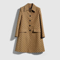 GG cotton canvas coat - camel and dark brown
