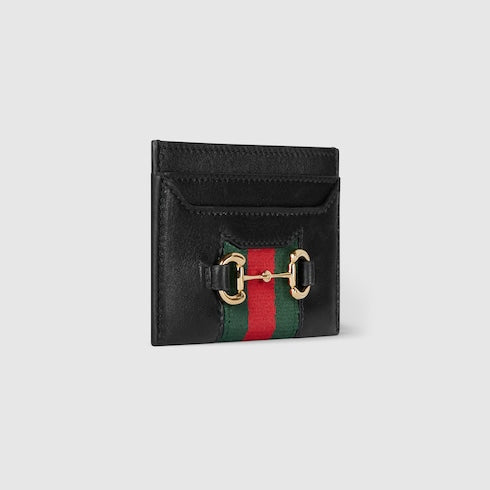 Gucci Horsebit Web card case - black leather