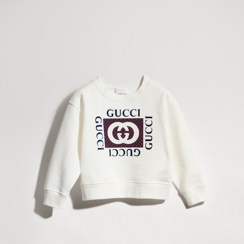Children's cotton sweatshirt with print - white