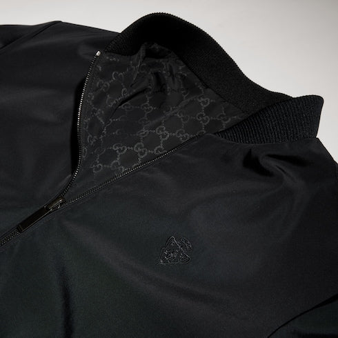 Reversible light silk faille zip jacket - black