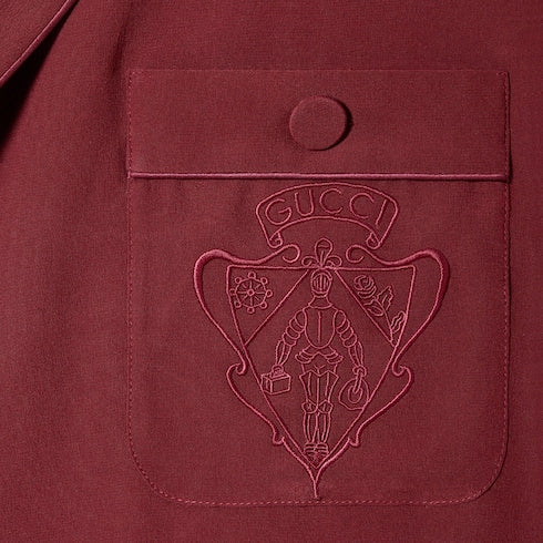 Silk crêpe de chine shirt with embroidery - bordeaux
