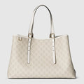 GG Emblem large tote bag - beige and white GG fabric