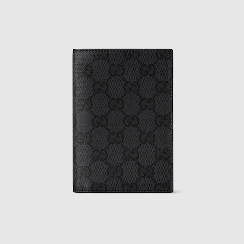 Gucci Essence Classic passport case - black GG canvas