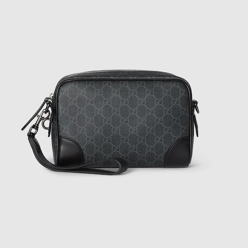 GG Emblem small crossbody bag - black fabric