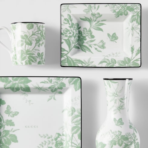 Herbarium print mug - white and green porcelain