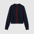 Fine knit wool sweater with Web - blue