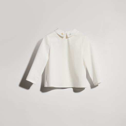 Baby cotton shirt with embroidery - white