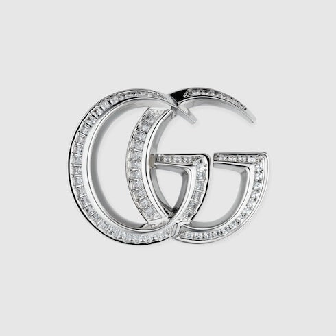 GG Marmont crystal brooch - palladium-toned brass