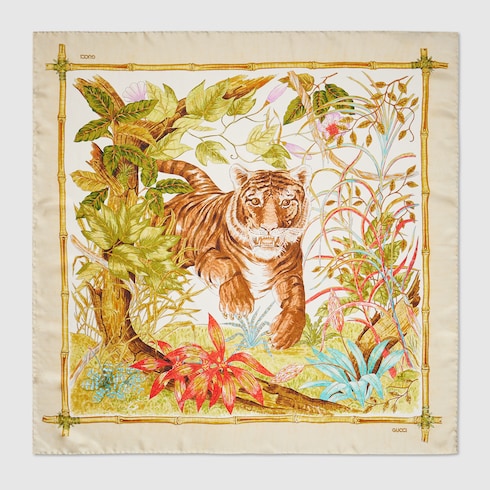 "Il Gattino" printed silk carré - multicolor