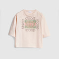 Children's cotton T-shirt with print - light pink