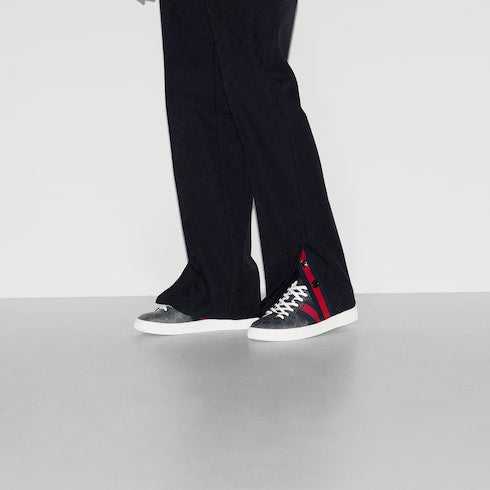 Men's Gucci Ace sneaker with Web - black GG Supreme canvas