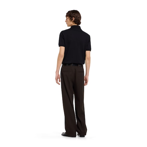 Cotton piquet polo shirt with embroidery - black