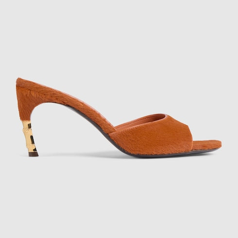 Women's Castello slide - orange calf hair