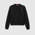 Fine wool cardigan with GG crystals - black
