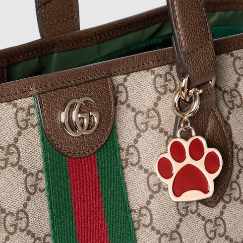 GG Monogram small pet tote bag - beige and dark brown fabric