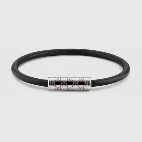 Bracelet with GG detail - black leather