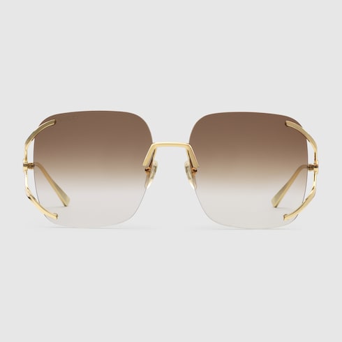 Square metal sunglasses - brown shaded lens