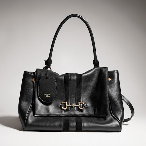 Paparazzo medium top handle bag - black leather