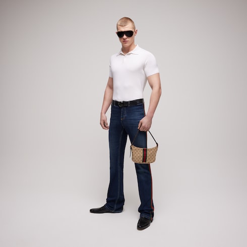 Silk cotton polo shirt with embroidery - ivory