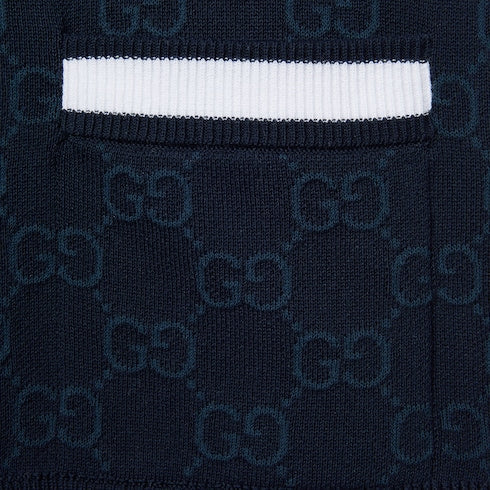 GG fine cotton jacquard cardigan - navy and white