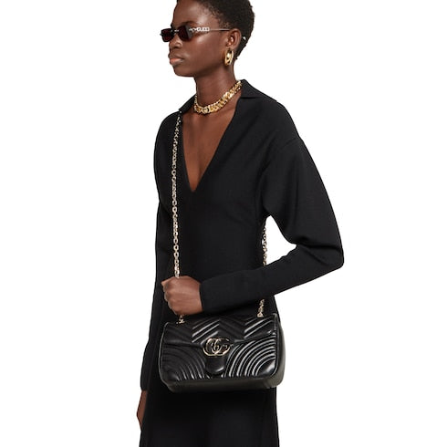 GG Marmont medium shoulder bag - black leather