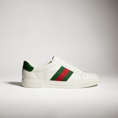 Men's Gucci Ace sneaker with Web - white leather