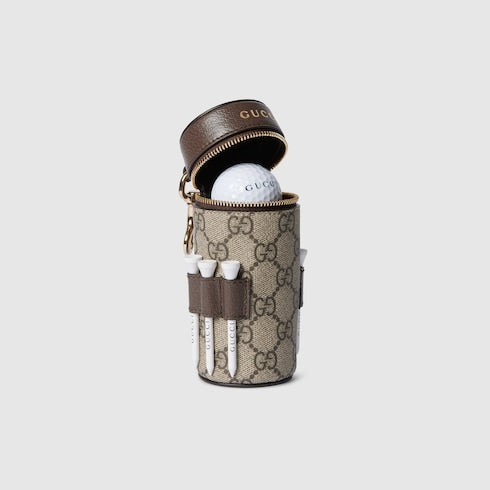 GG golf ball and tees case - beige and brown