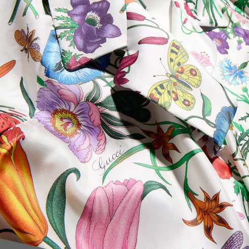 Printed silk twill shirt - multicolor