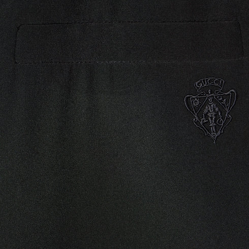Silk crêpe de chine pants - black