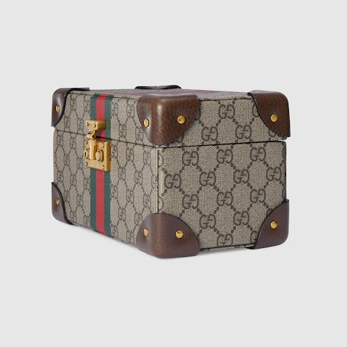 Gucci Savoy small rigid watch case - beige and ebony Supreme